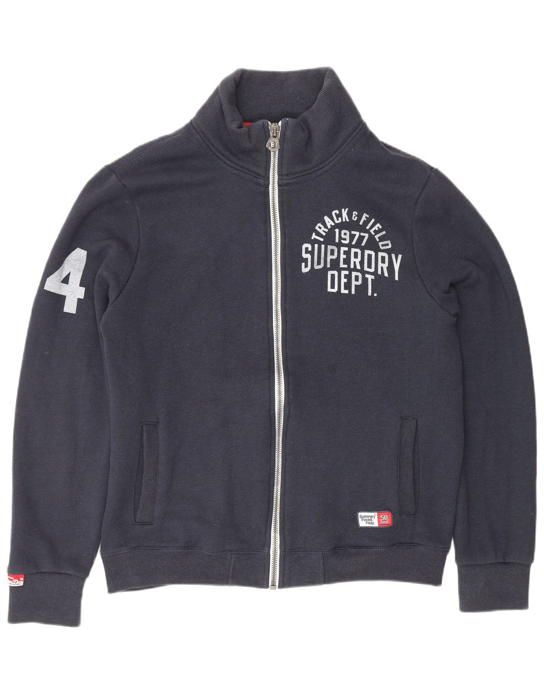 SUPERDRY Chaqueta de chándal con gráfico Track & Field para hombre, talla grande, azul marino