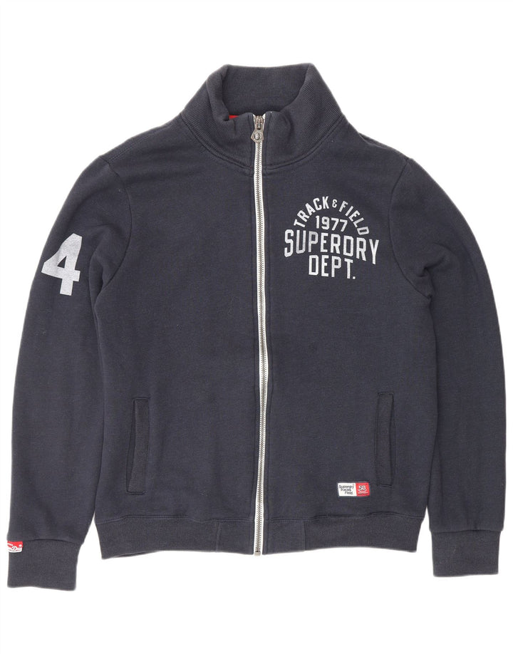 SUPERDRY Chaqueta de chándal con gráfico Track & Field para hombre, talla grande, azul marino