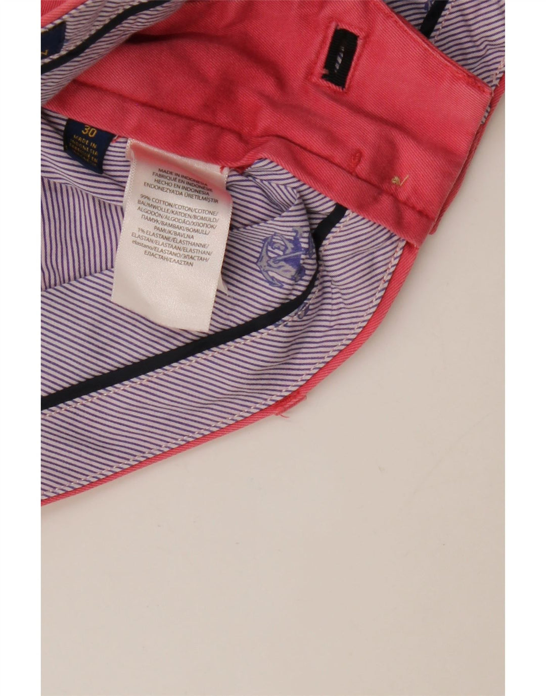 RALPH LAUREN Pantalones cortos chinos para hombre W30 Algodón rosa medio