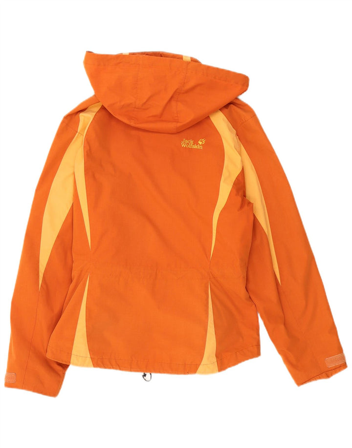 Jack Wolfskin Chaqueta impermeable con capucha para mujer UK 40 Mediana Naranja Colorblock