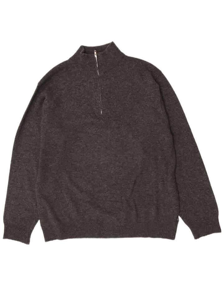 Asics Hombre Zip Neck Jumper Sweater XL Gris Lana De Cordero