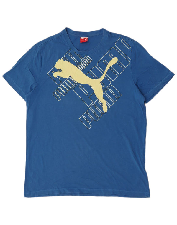 Puma Camiseta gráfica para hombre Top XL Algodón azul