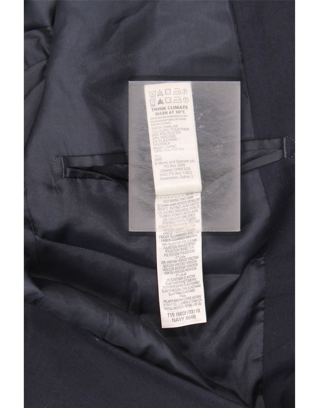 Marks & Spencer Chaqueta tipo blazer de corte regular para hombre UK 36 Small Azul marino