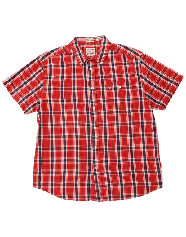 WRANGLER Camisa de manga corta para hombre, ajuste casual, XL, algodón a cuadros rojos