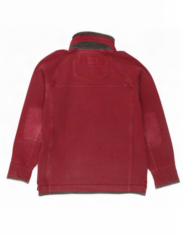 Sudadera con cuello y cremallera para hombre Fat Face Jersey de algodón burdeos mediano