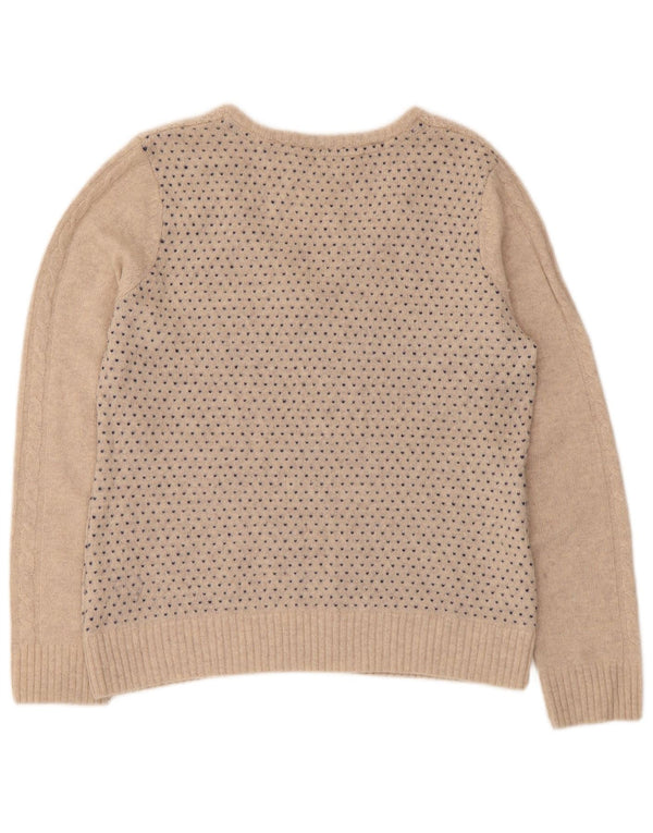 Crew Clothing Suéter con cuello en V para mujer UK 40 Medium Beige Fair Isle