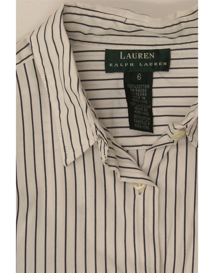 Ralph Lauren Camisa para mujer US 6 Mediana Algodón a rayas blancas