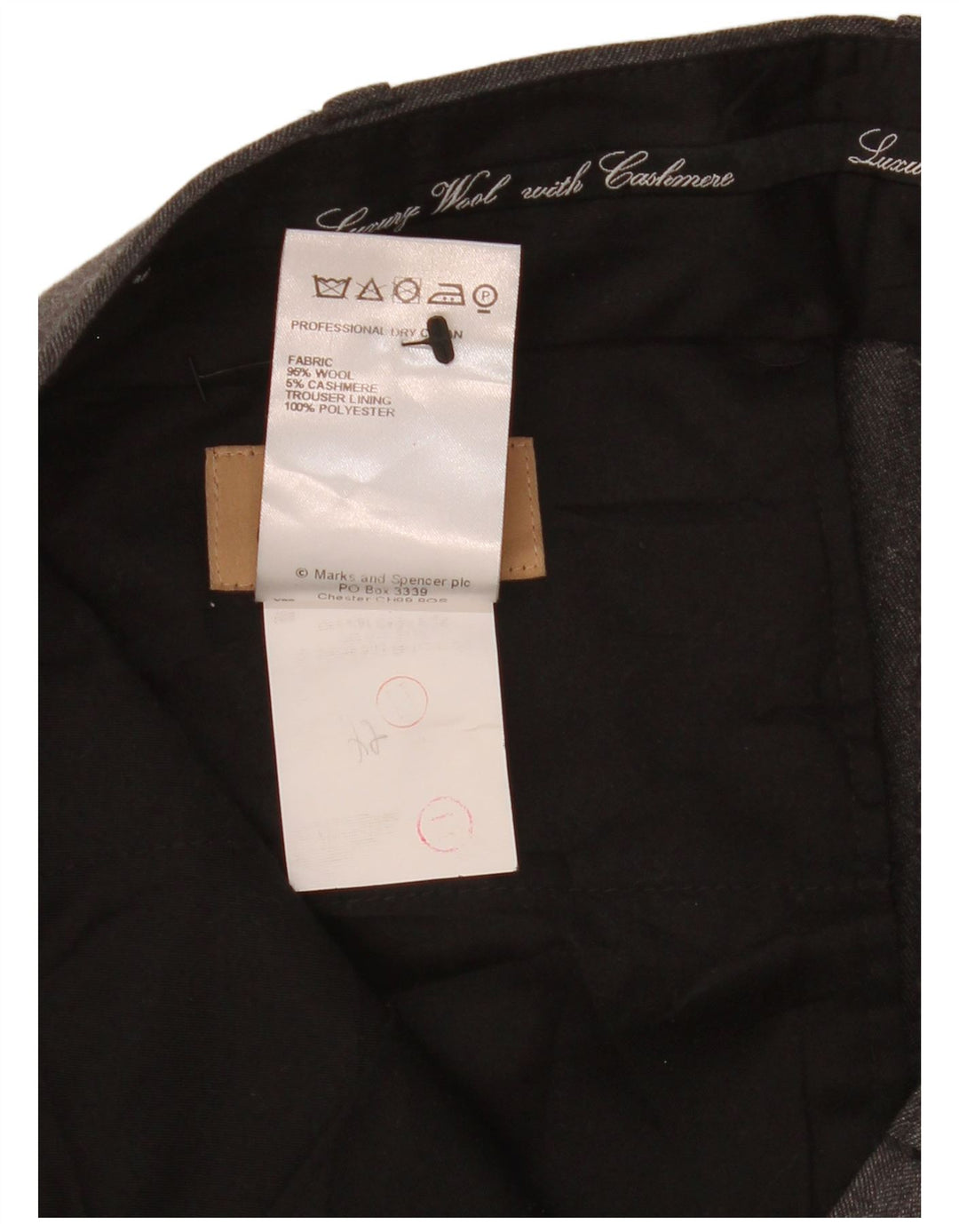MARKS & SPENCER Pantalón de traje recto para hombre W36 L29 Lana gris