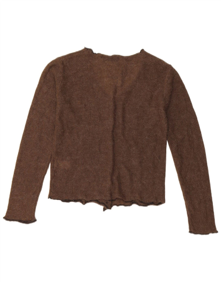 Zara Mujer Crop Cardigan Suéter UK 6 XS Marrón Poliamida