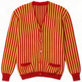 Suéter tipo cárdigan vintage para hombre con rayas amarillas medianas