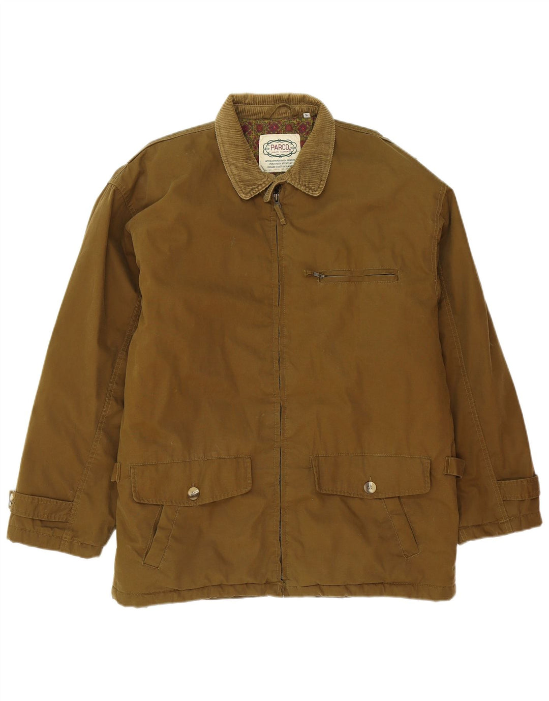 Vintage hombres chaqueta utilitaria Reino Unido 40 algodón marrón grande