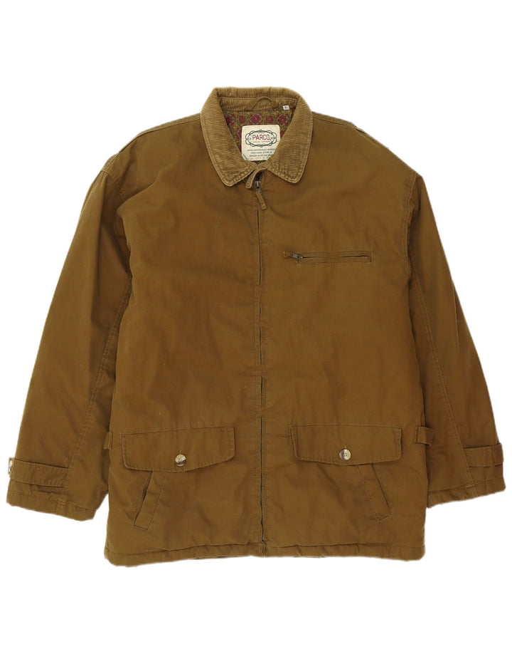 Vintage hombres chaqueta utilitaria Reino Unido 40 algodón marrón grande