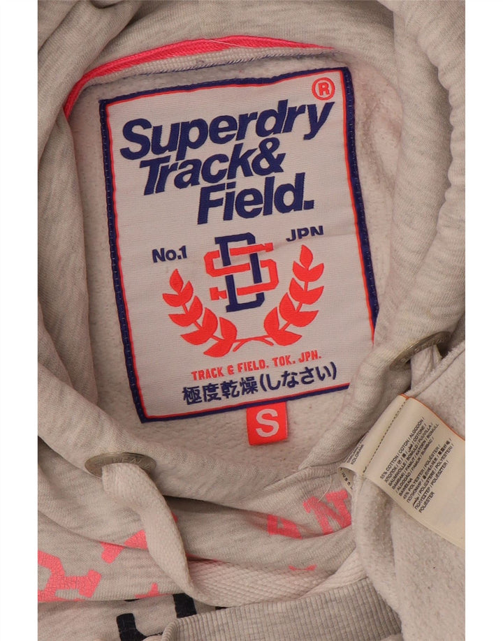 SUPERDRY Jersey con capucha gráfica para mujer UK 10 Small Grey Cotton