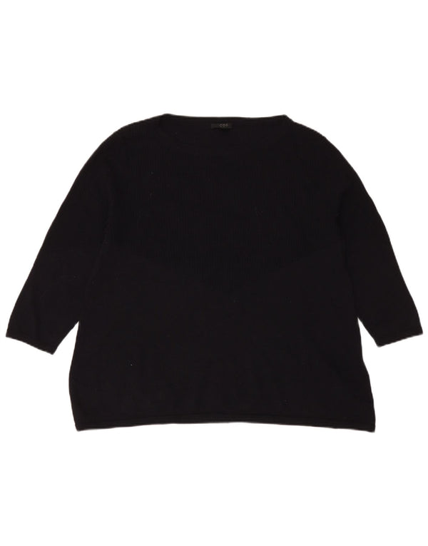 Cos Suéter tipo jersey con cuello barco y manga 3/4 para mujer UK 40 Lana azul marino mediana