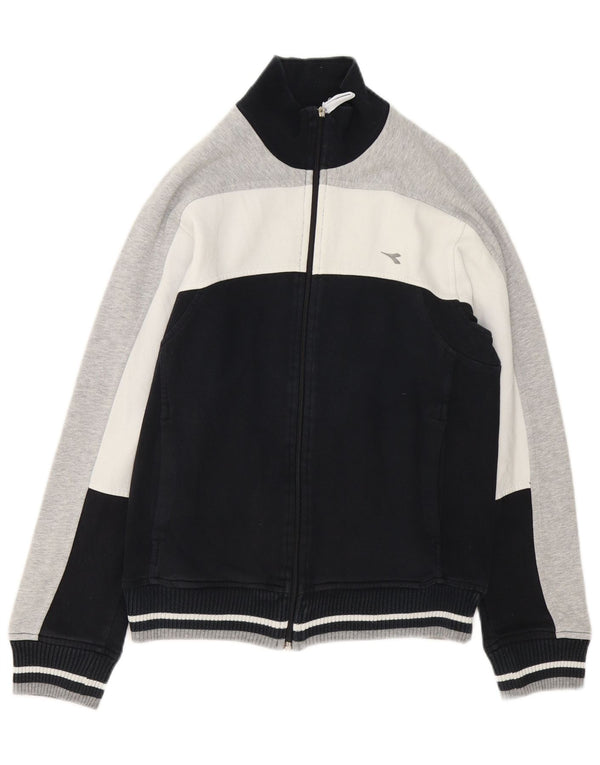 Diadora Mujer Chándal Top Chaqueta UK 40 Small Negro Colorblock Algodón