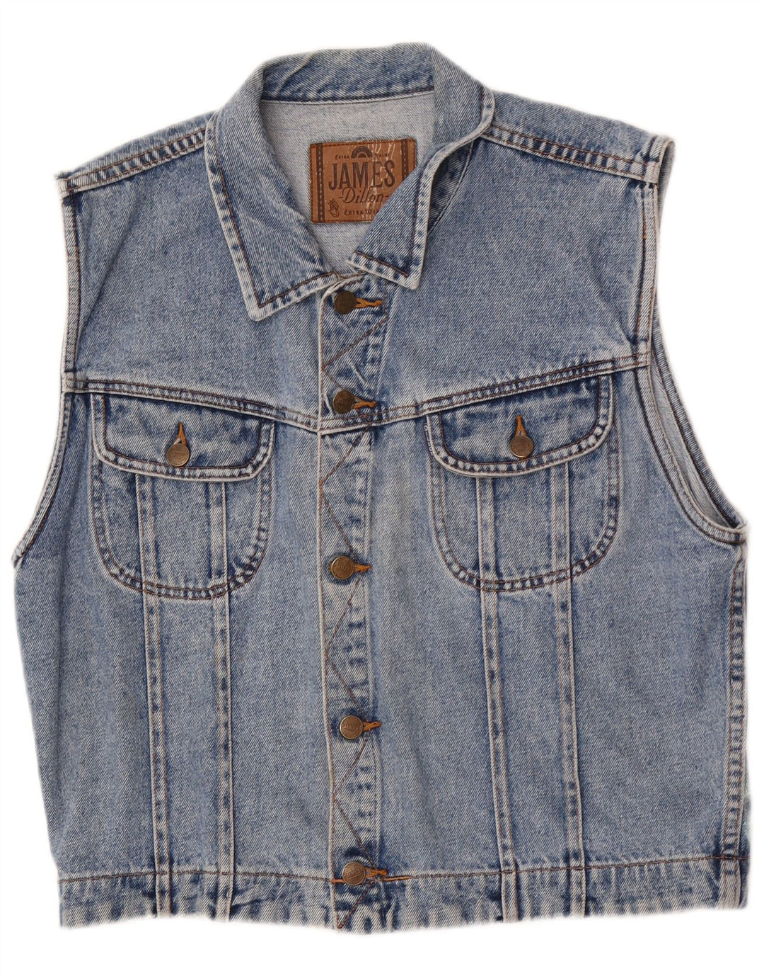 James Dillon Chaleco vaquero para hombre UK 36 Pequeño Algodón azul