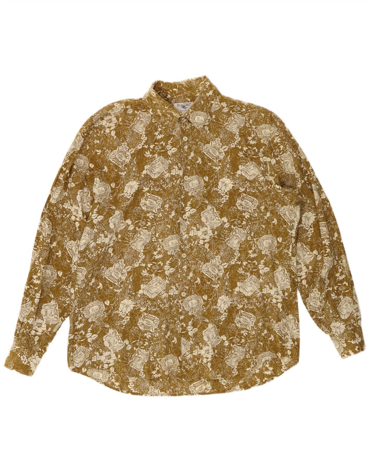 Camisa vintage para hombre grande verde floral