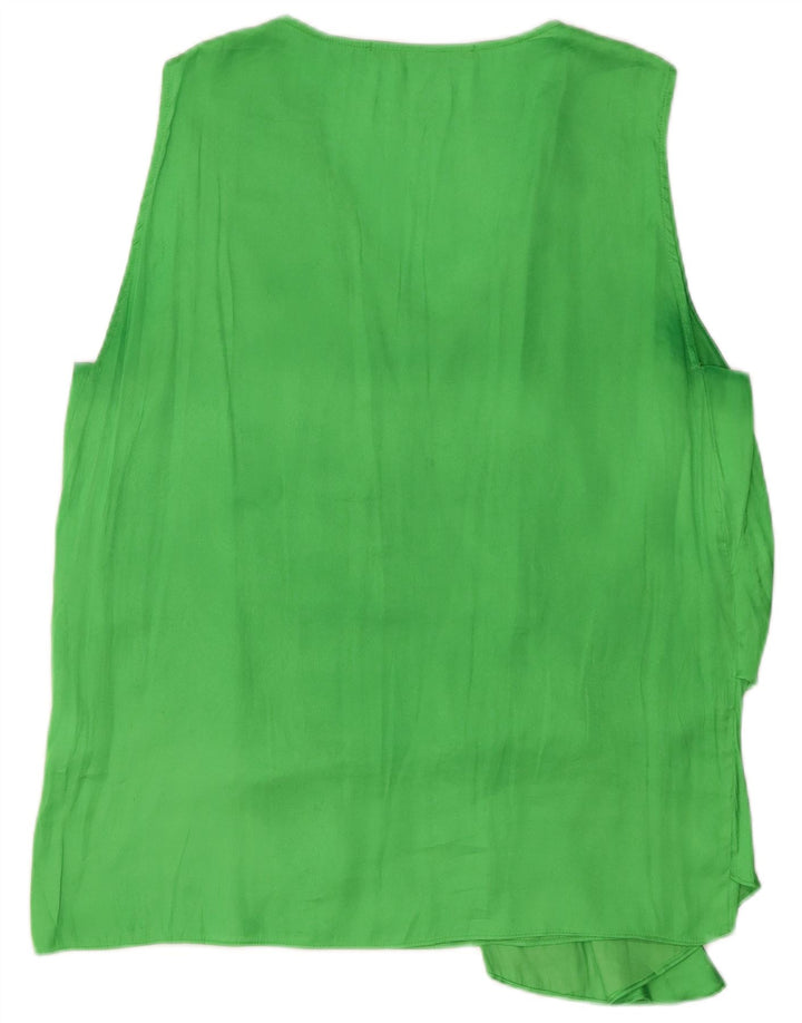 Zara Mujer Blusa Sin Mangas Top ES 40 XL Poliéster Verde