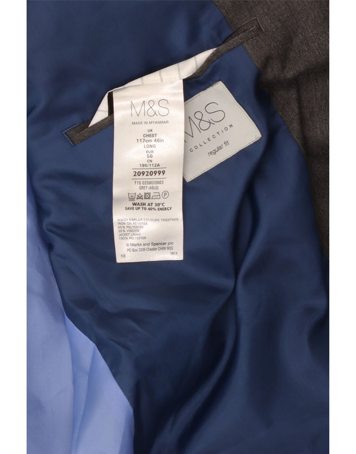 MARKS & SPENCER Chaqueta tipo blazer de corte regular con 2 botones para hombre UK 46 XL Gris