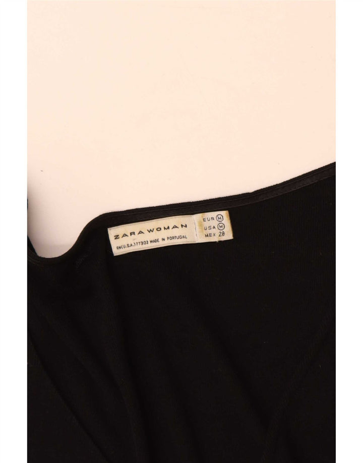 Zara Mujer Blusa Top UK 42 Medium Black Colourblock Lyocell