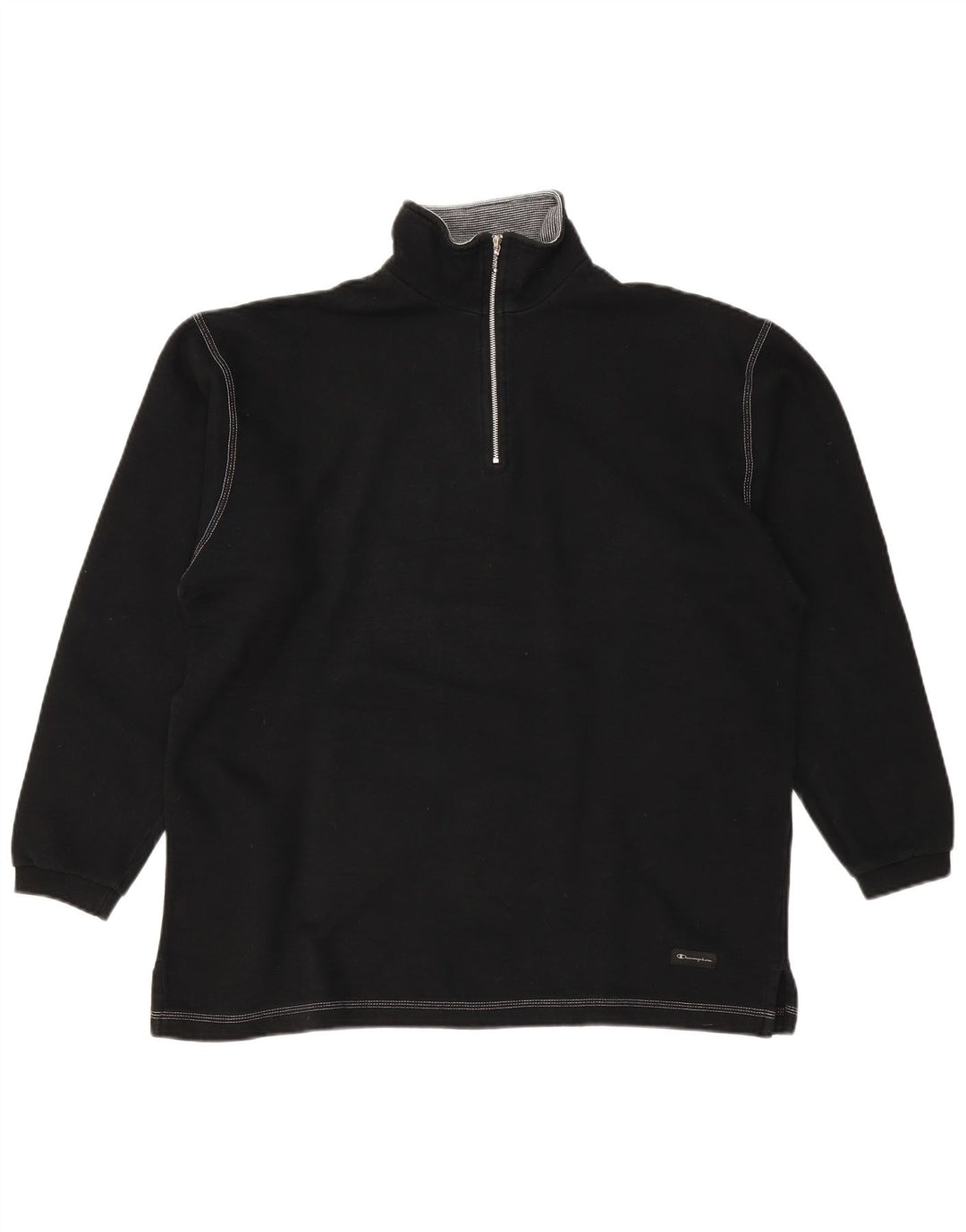CHAMPION Sudadera con cuello y cremallera para hombre Jumper Large Black Cotton