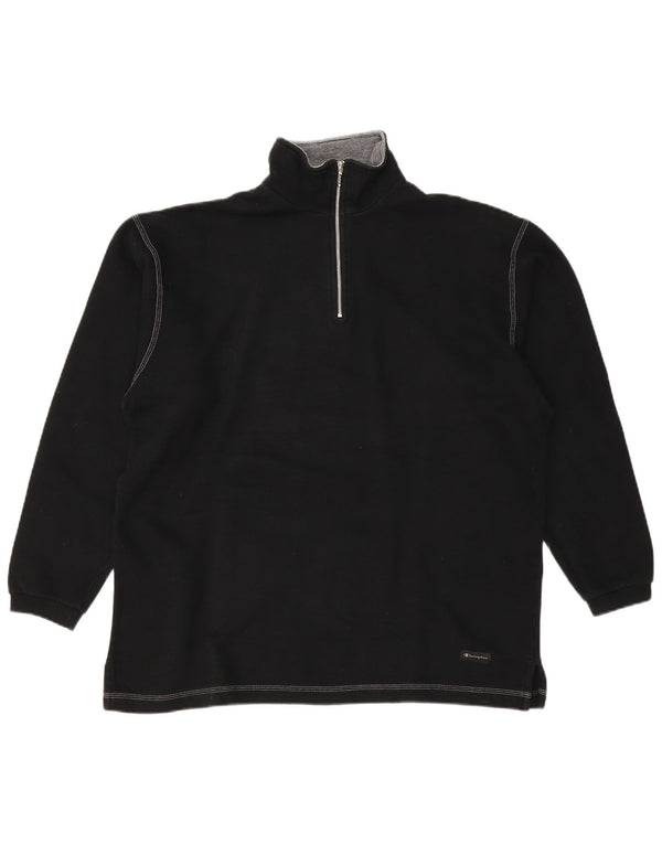 CHAMPION Sudadera con cuello y cremallera para hombre Jumper Large Black Cotton