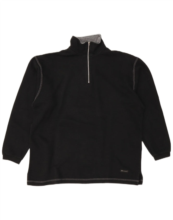 CHAMPION Sudadera con cuello y cremallera para hombre Jumper Large Black Cotton