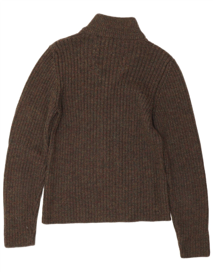 PRADA Jersey con cuello y cremallera para mujer IT 48 XL Lana virgen marrón