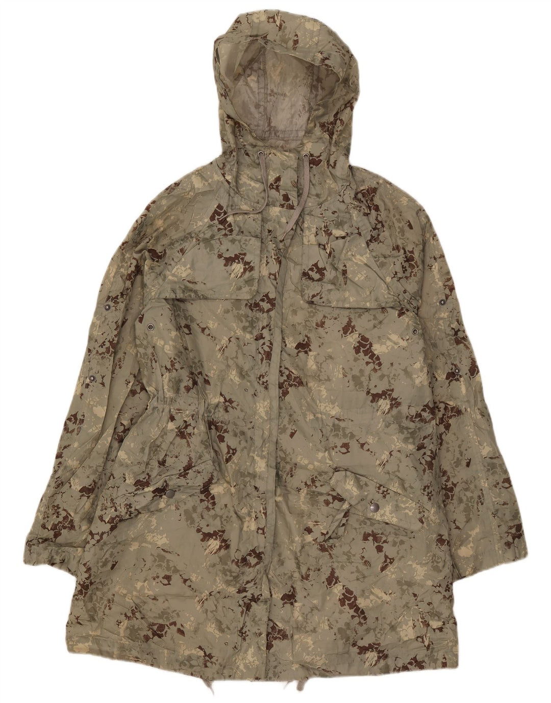 Topshop Parka con capucha para mujer UK 8 Small Verde Camuflaje Poliéster
