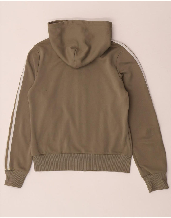 Adidas - Sudadera con capucha para mujer con cremallera, poliéster, color caqui, talla 12