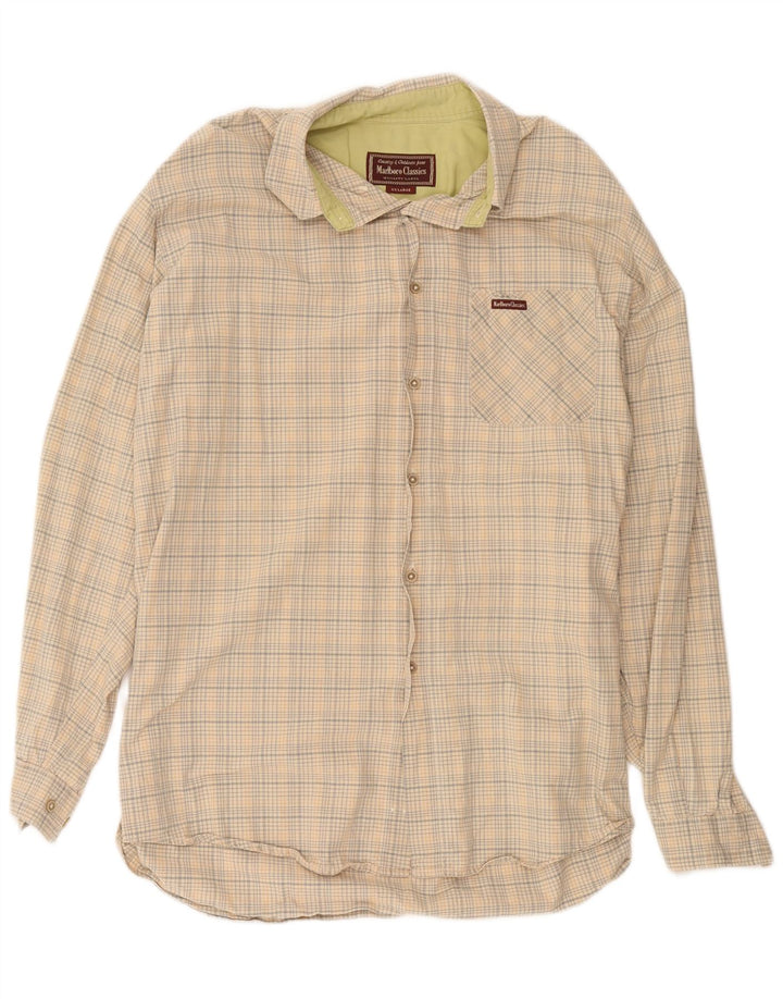 Camisa Marlboro Classics Hombre 2XL Algodón A Cuadros Beige