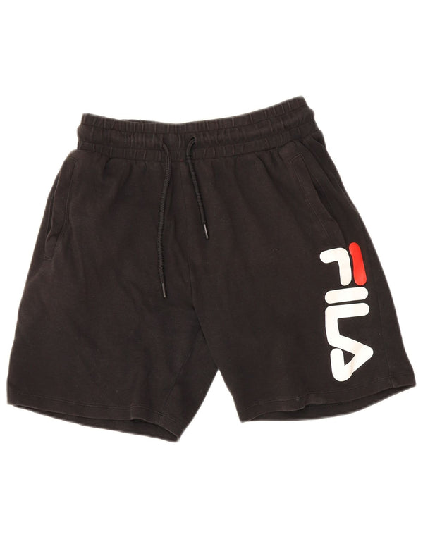 Fila Mens Graphic Sport Shorts Pequeños Deportes De Algodón Negro