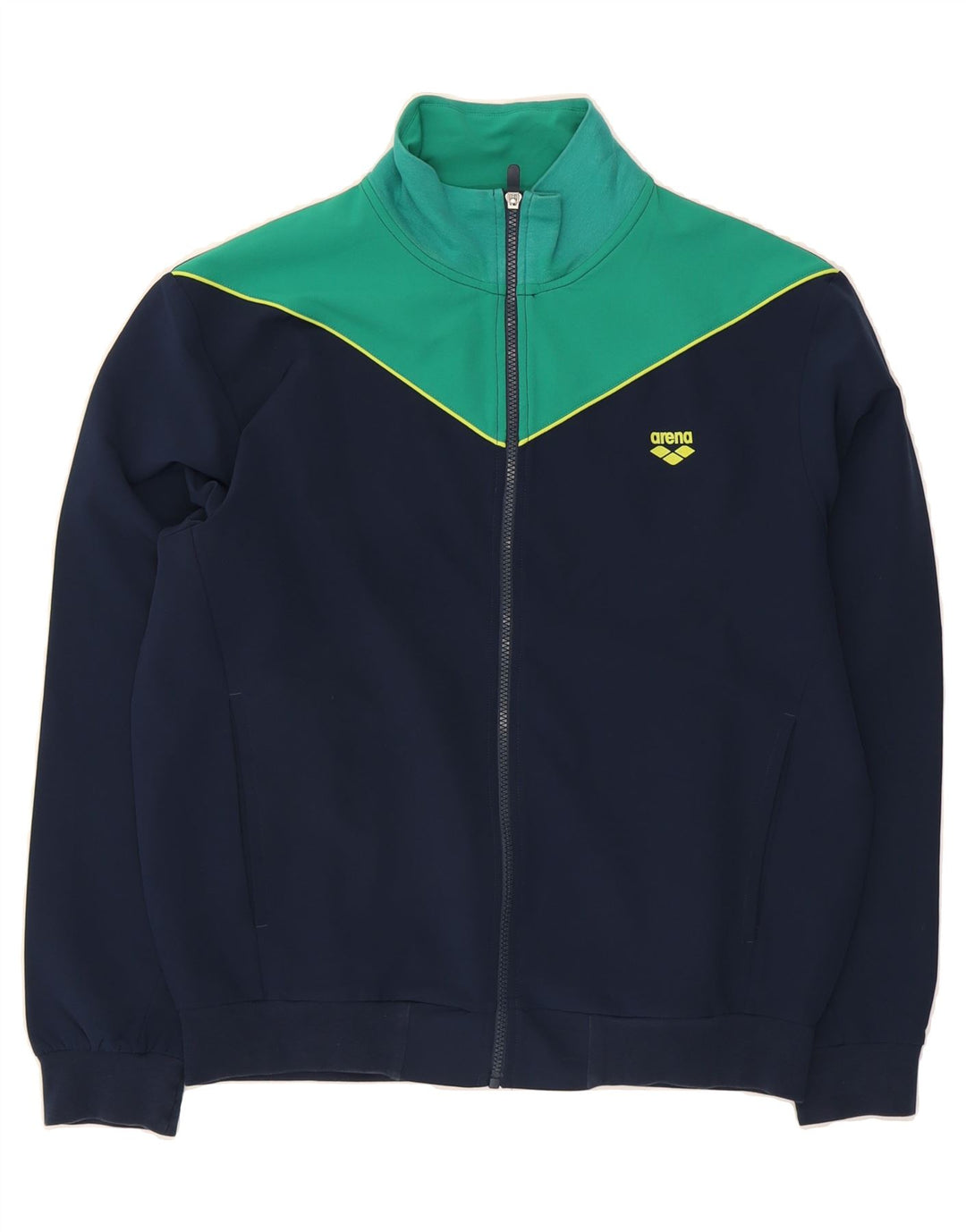 ARENA Mens Tracksuit Top Jacket Medium Navy Blue Colourblock Polyester Vintage Arena and Second-Hand Arena from Messina Hembry 