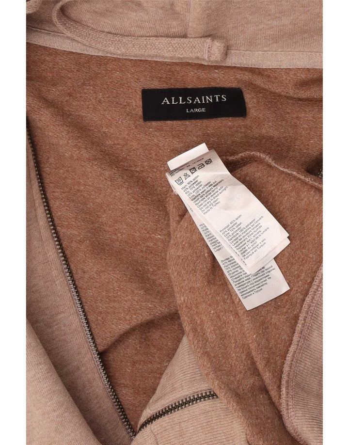 All Saints - Sudadera con capucha y cremallera para hombre, tamaño grande, algodón marrón