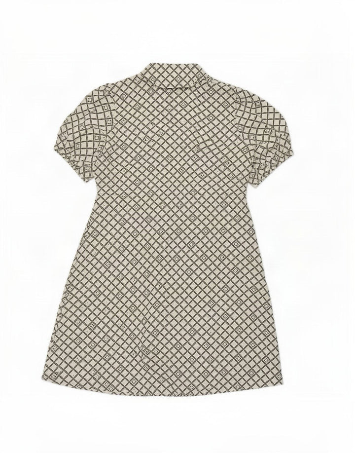 Marks & Spencer Vestido acampanado para mujer UK 46 Poliéster geométrico blanco grande