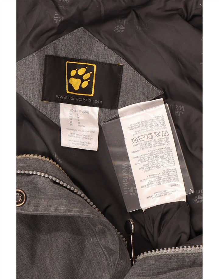 JACK WOLFSKIN Chaqueta parka con capucha para mujer UK 10 Small Grey Poliéster