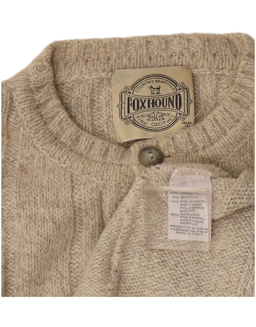 Foxhound - Jersey de cuello redondo para hombre, talla XL, lana beige