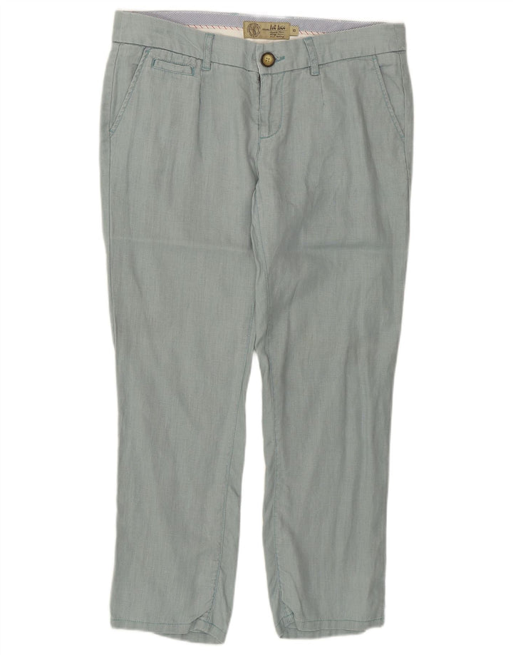 FAT FACE Pantalones casuales rectos para mujer UK 10 Small W32 L25 Green Linen