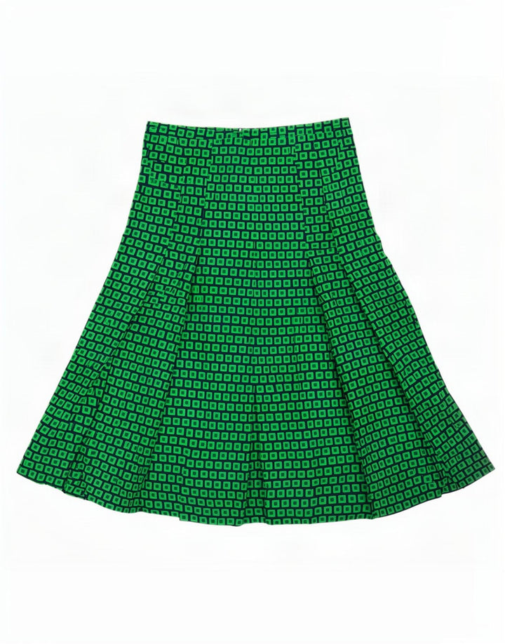 Vintage mujer A-Line falda EU 40 Medio W28 Poliéster geométrico verde