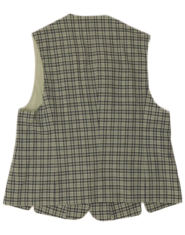 Chaleco vintage para mujer IT 46 Lana de cuadros verdes grandes