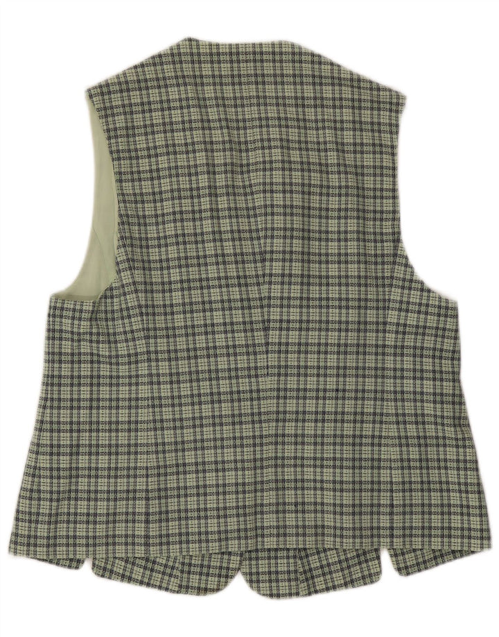 Chaleco vintage para mujer IT 46 Lana de cuadros verdes grandes