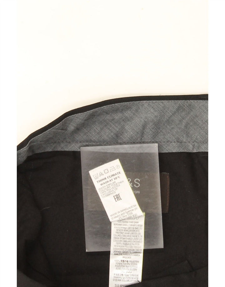 MARKS & SPENCER Pantalón de traje de corte regular para hombre W36 L33 Poliéster negro