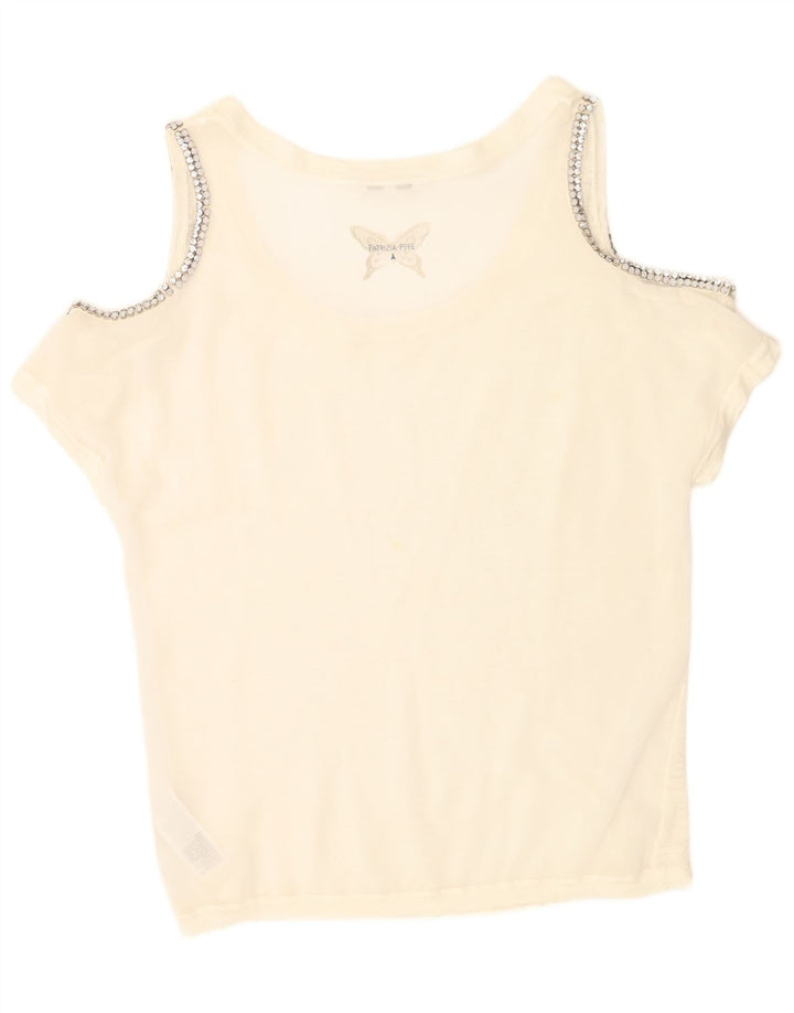 Patrizia Pepe Top extragrande con hombros descubiertos para mujer US 2 XS White Flax