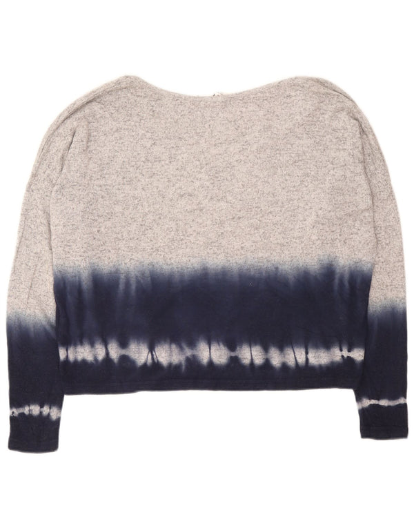 Roxy Mujer Oversize Top Manga Larga UK 10 Small Gris Tie Dye Viscosa