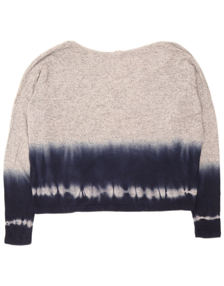 Roxy Mujer Oversize Top Manga Larga UK 10 Small Gris Tie Dye Viscosa