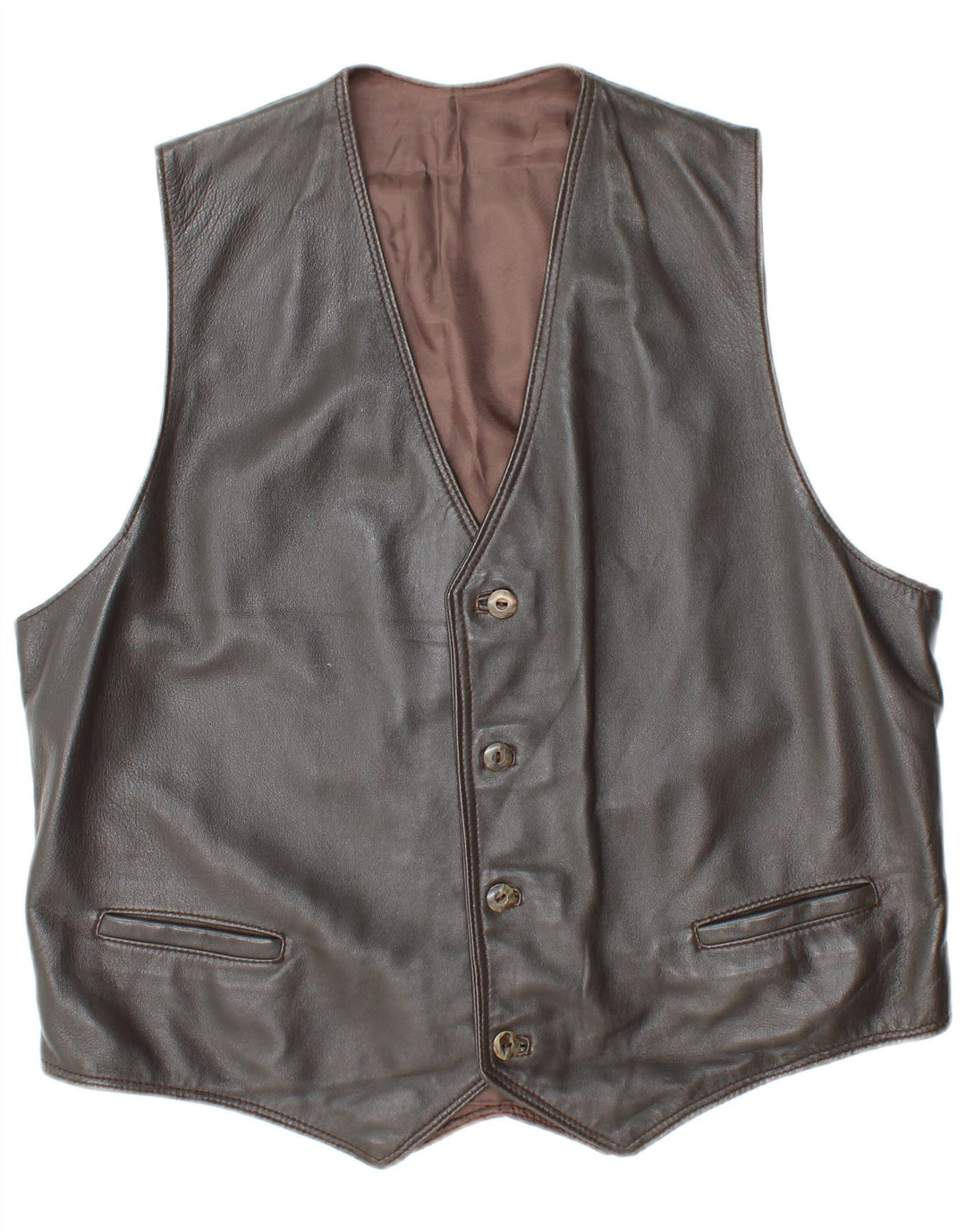 VINTAGE Chaleco de cuero para hombre Reino Unido 38 Gris medio