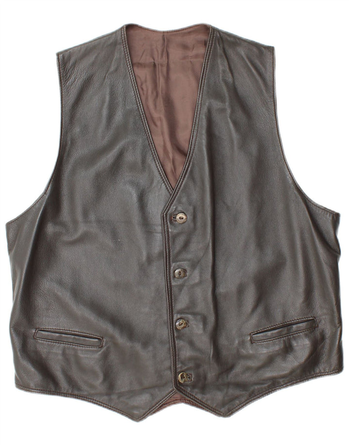 VINTAGE Chaleco de cuero para hombre Reino Unido 38 Gris medio