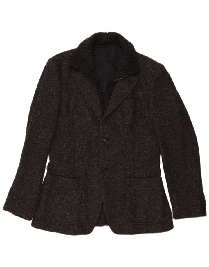 Benetton Chaqueta Americana De 2 Botones IT 50 Large De Lana Gris Moteada