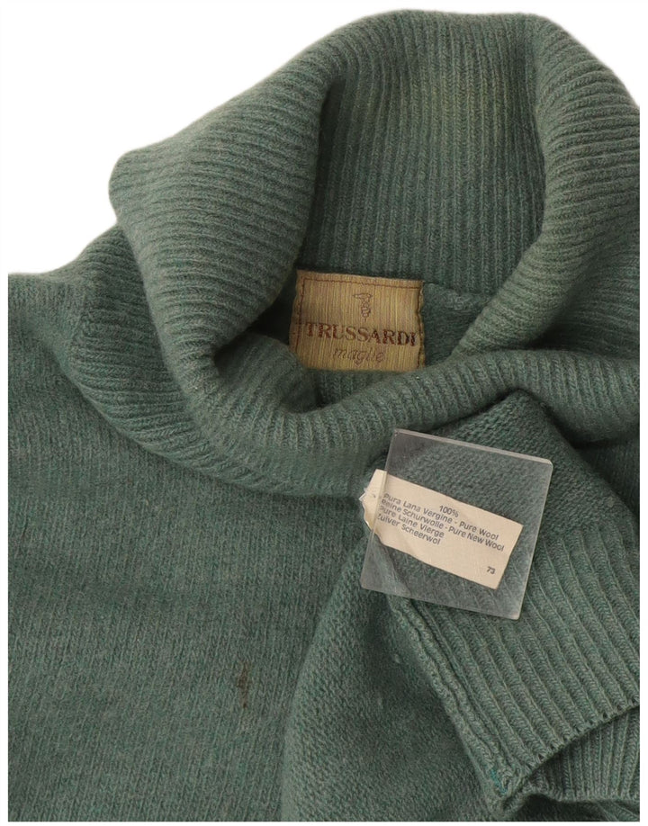 Jersey Trussardi Hombre Con Cuello Vuelto De Lana Verde Medio