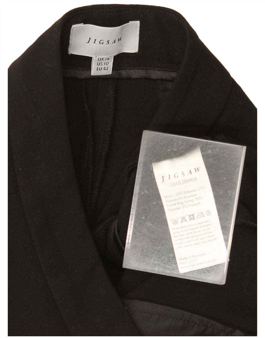 JIGSAW Pantalones cortos rectos para mujer UK 40 Large W34 L25 Negro